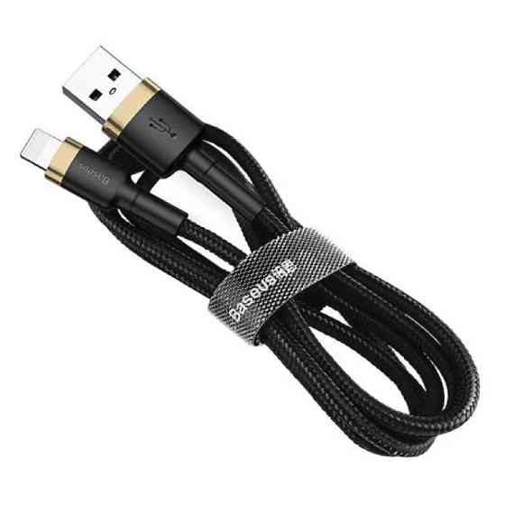 Кабель Baseus Cafule Cable USB - Lightning 2.4A 1m, колір золотисто-чорний CALKLF-BV1 Одеса