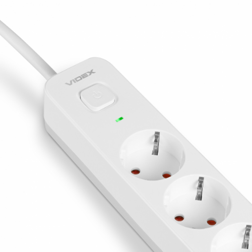 Мережевий подовжувач із заземленням 6 розеток 3м з кнопкою білий VF-PD63G-W Oncord Videx Житомир
