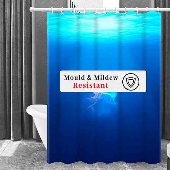 Шторка для ванны из полиэстера водонепроницаемая Bathlux 180x180 см с кольцами, занавеска для ванной комнаты Каменец-Подольский