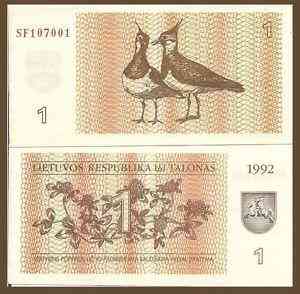 Литва/Lithuania 1 Talonas 1992 Pick 39 UNC Полтава