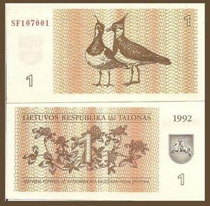 Литва/Lithuania 1 Talonas 1992 Pick 39 UNC Полтава - фото 1