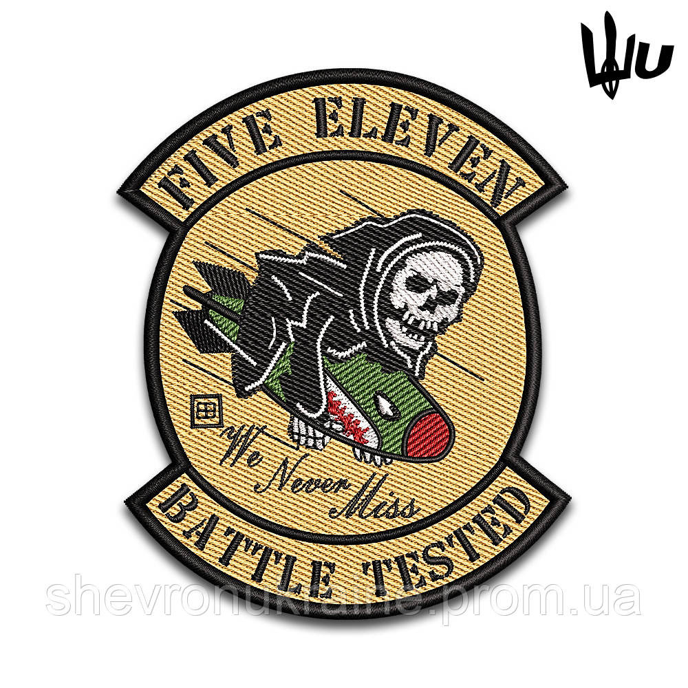 Шеврон под заказ WE NEVER MISS (Срок изготовки 3-5 дней. На липучке) Размер 9x7.5см Киев - изображение 1