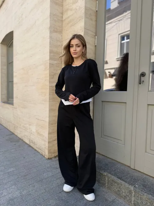 Жіночий костюм 2-ка з двунитки бежевий чорний Одеса - фото 3