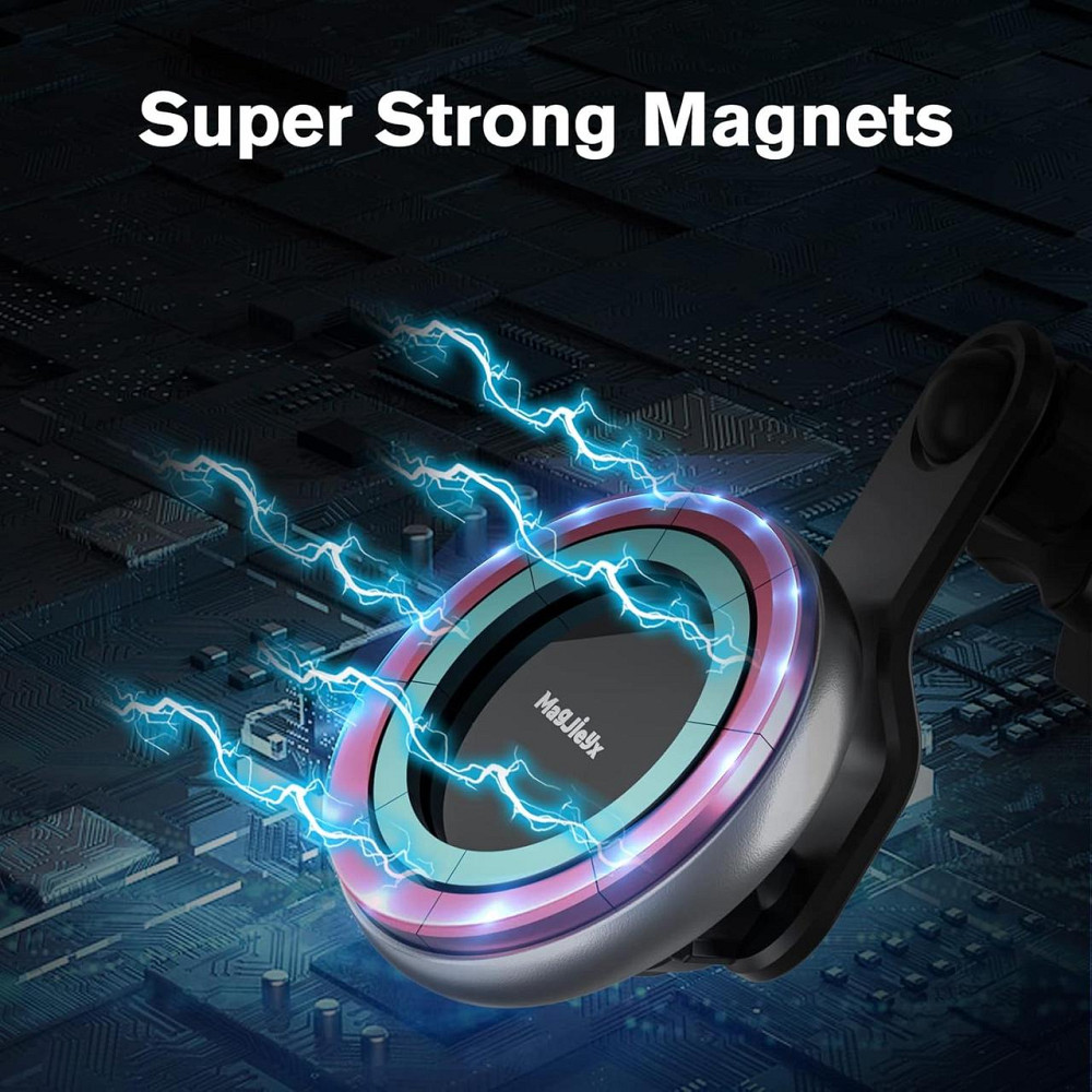 Автодержатель для телефона Magsafe магнитный, поворотный, на дефлектор и панель, серебристый держатель в авто Киев - изображение 2