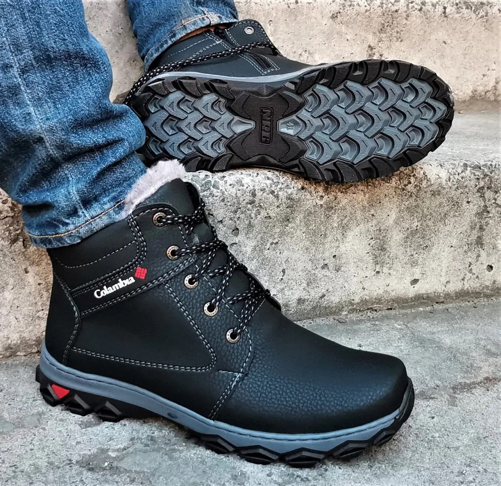 Черевики Зимові Чоловічі Кросівки на Хутрі Чорні Зима Хух (розміри: 40,41) Відеовідвідвід Дніпро - фото 1