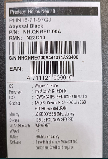 Ноутбук Новий Acer Predator Helios 18! Киев - изображение 3