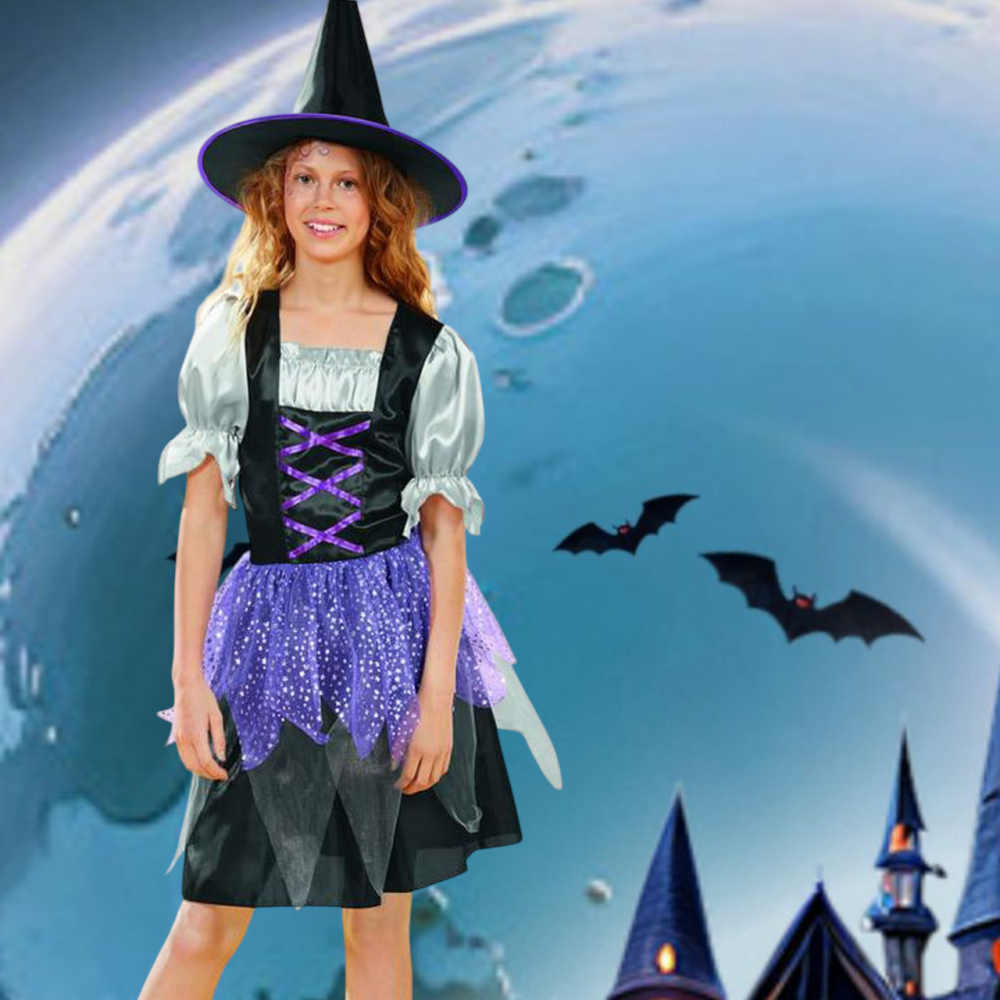 Дитяча сукня з капелюшком Відьма на Хелловін розмір M 7-10 років фіолетовий Київ - фото 1