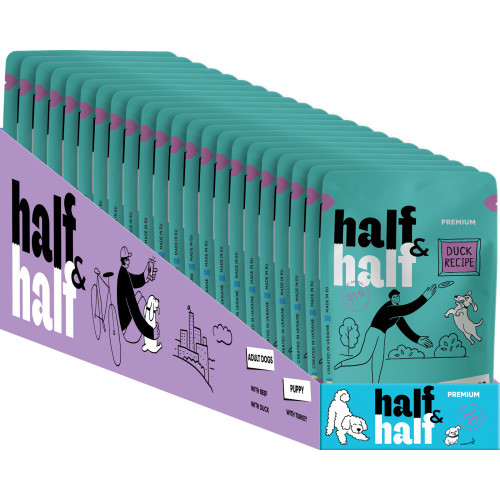 Корм вологий Half&Half Duck in Gravy for Adult Dogs шматочки качки в соусі для дорослих собак 100 г Київ - фото 3