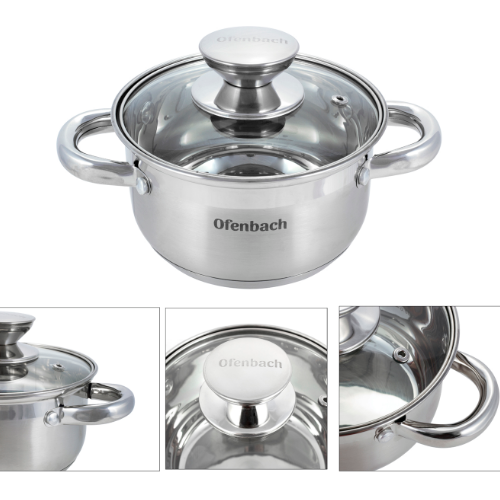 Каструля нержавіюча сталь 2,4л 18*10,5см з кришкою 100512 Ofenbach Житомир - изображение 4