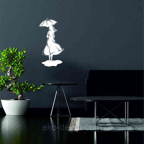 Декоративное настенное Панно «Девушка с зонтом», Декор на стену 70*36 см, Белый Киев