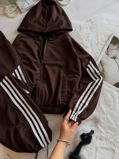 Жіночий стильний повсякденний костюм, двоколірний двонитка Шоколад, 42/44 Одеса - фото 8