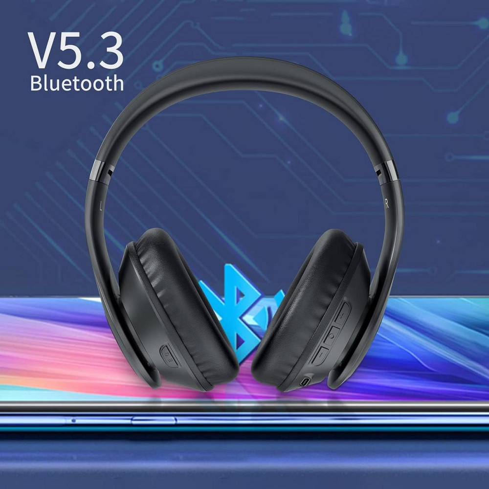 Беспроводные накладные наушники Uliptz ULWH203A Bluetooth 5.3, 65 часов, 6 EQ, Hi-Fi, микрофон, 3,5 мм, черные Киев - изображение 12