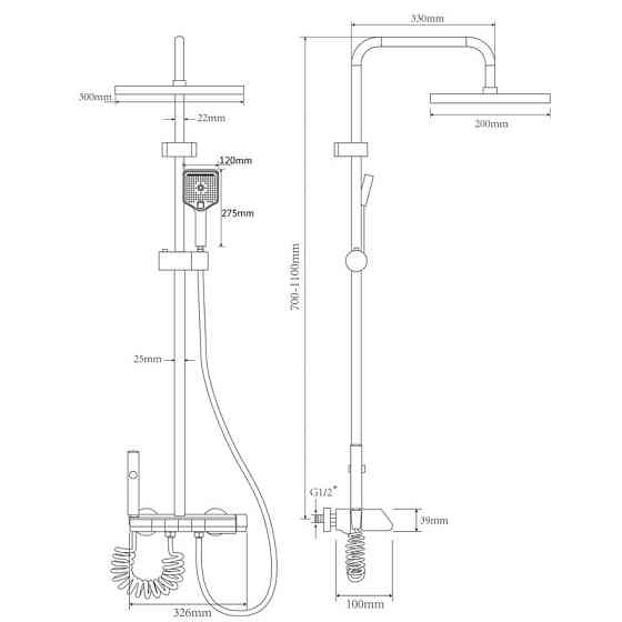 Душова колона Champion PBR-009-J графіт з кнопковим змішувачем, 4 режими CH6 Харків
