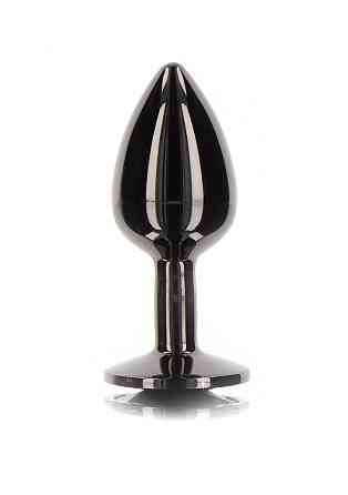 Анальная металлическая пробка M с черным камнем Butt Plug With Diamond Jewel Taboom Sex Aura Киев
