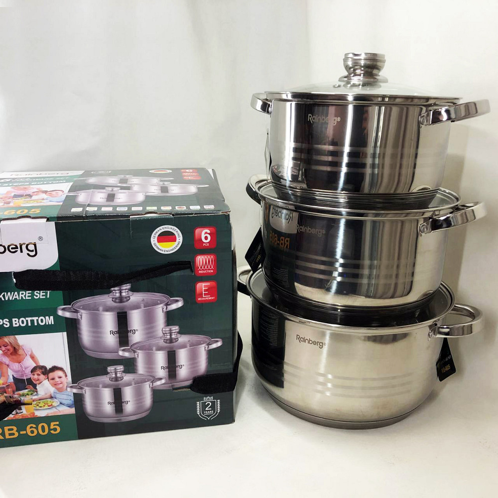 Набор кастрюль хорошего качевства Rainberg RB-605 8 шт, Набор кастрюль для электроплиты RD-25 Львов - изображение 1