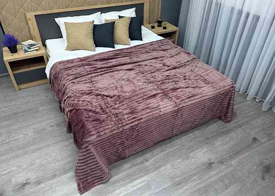 Плед-покривало смужка Шарпей 200х225 см (+-10см) Темно-пудровий (87-152) Київ