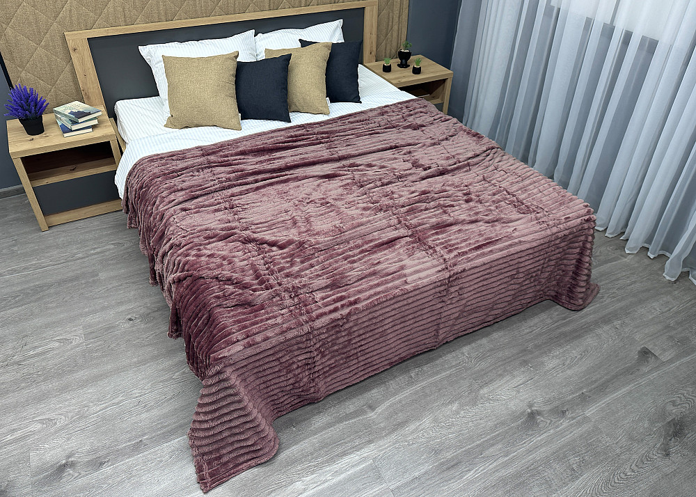 Плед-покривало смужка Шарпей 200х225 см (+-10см) Темно-пудровий (87-152) Київ - фото 5