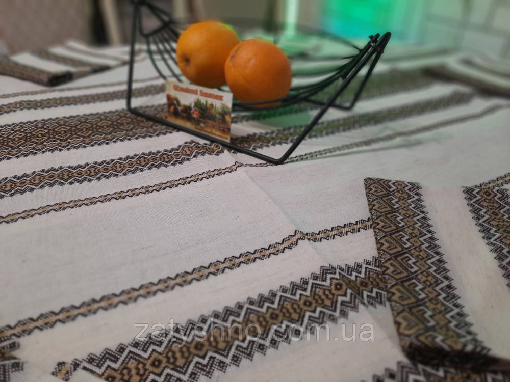 Скатерть на льне вышитая кофейная Киев - изображение 6