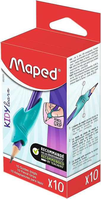 Maped KIDY'LEARN 10 шт знімні напрямні для пальців на трикутні олівці акула м'який матеріал сині для дітей Київ - фото 4