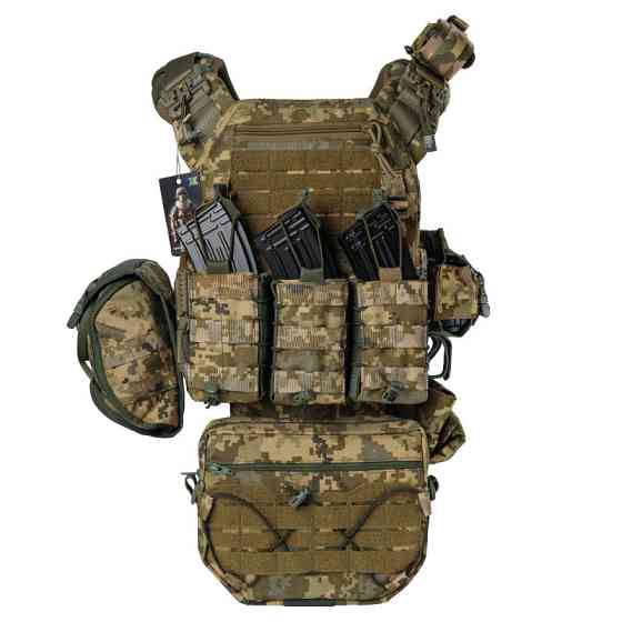 Плитоноска тактична Warmor Gen.3 Pro Max зі швидким скиданням з підсумками (Піксель) Вінниця