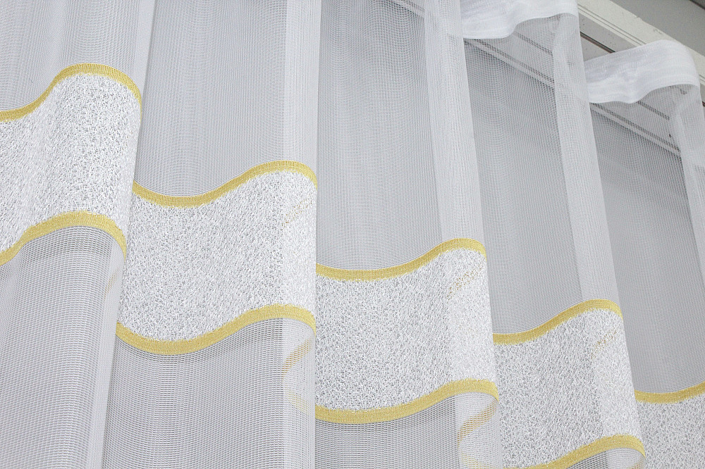 Тюль VR-Textil 1290т Жакард Білий з золотистим 500х250 см (42-0385) Київ - фото 6