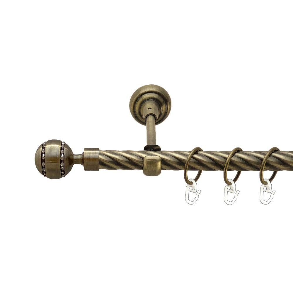 Карниз Orvit Аркадія металевий однорядний відкритий скручена труба кільце металеве Антик 19 мм 160 см (00-00017113) Львів - фото 1