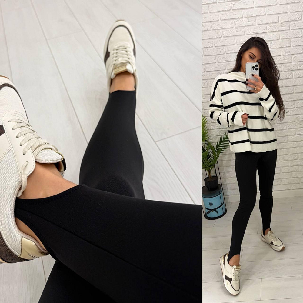 Жіночі теплі базові лосини зі штрипками дайвінг на флісі 46/48 Одеса - фото 1