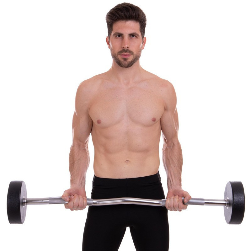 Штанга фиксированная изогнутая полиуретановая Zelart 2690-30 длина 107 см 30 кг Киев - изображение 7