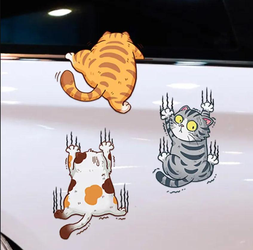 Водонепроникна наклейка з трьома котами, вінілова стійка наклейка для авто, мотоциклів, ноутбуків, с Київ - фото 1