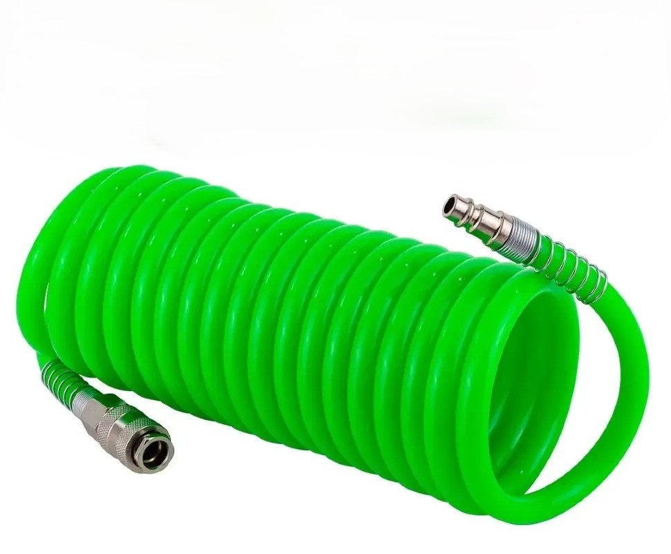 Шланг витий поліуретановий 12мм х 8мм х 5м з швидкороз’ємами Rockforce RF-1208-5Green Одеса - фото 1