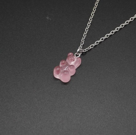 Детский кулон желейный мишка, светло-розовый -длина 48см, смола, цинковый сплав Киев - изображение 1