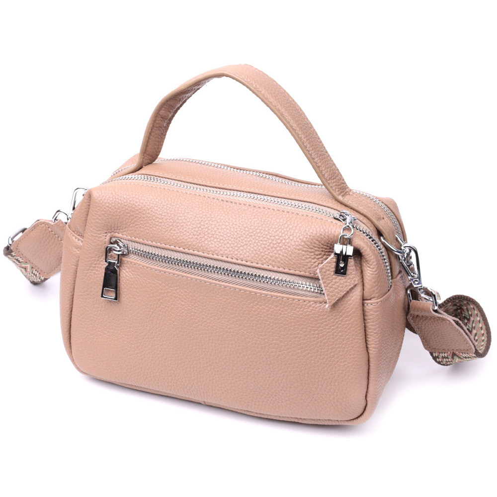 Прямокутна сумка для жінок на два відділення з натуральної шкіри Vintage 22345 Бежева Київ - фото 2