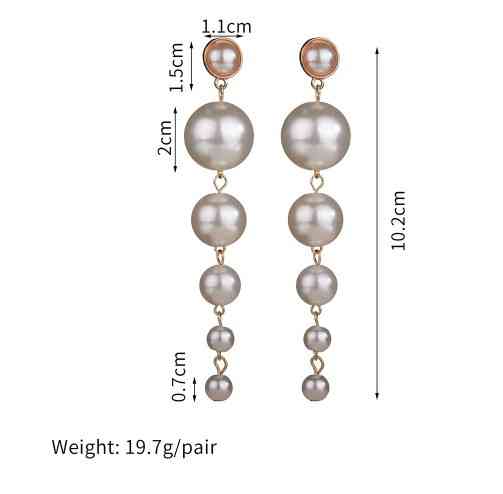 Серьги женские с жемчугом - длина 10см, сплав Киев