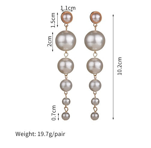 Серьги женские с жемчугом - длина 10см, сплав Киев - изображение 4