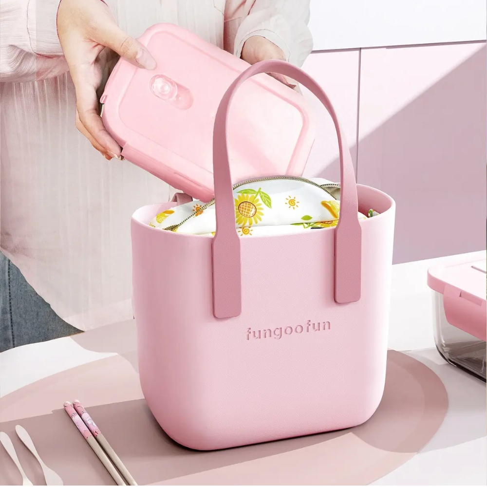 Сумка жіноча шопер силіконова на плече водонепроникна сумочка з підкладкою на блискавці Fungoofun, рожева Кам'янець-Подільський - фото 3