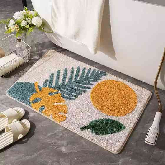 Килимок для ванної кімнати та душу килимок для ніг в душову, мікрофібра, атиковзкий 50х80 см, принт папороть Кам'янець-Подільський