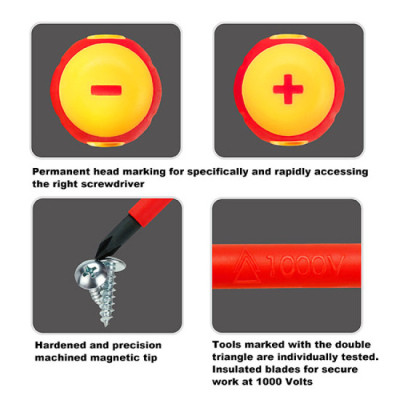 Набор отверток Toptul диэлектрических (1000V) VDE 7шт. (GFE-0701) Винница - изображение 2
