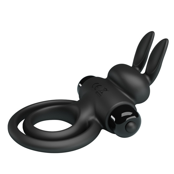 Эрекционное виброкольцо с кроликом Pretty Love Bunny III двойное, чёрное, 9.7 х 4 см Sex Aura Киев - изображение 4