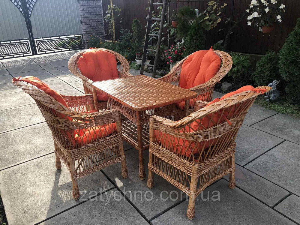 Плетені меблі з кораловими накидками | Меблі з лози плетені | меблі з лози Київ - фото 4