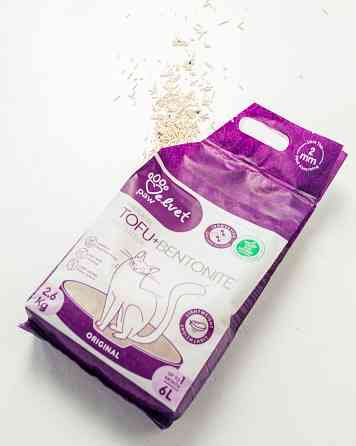 VELVET PAW TOFU Наповнювач для котячих туалетів з бентонітом, оригінальний, гранули 2 мм, 6 л/2,6 кг Киев