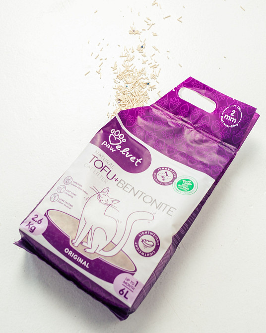 VELVET PAW TOFU Наповнювач для котячих туалетів з бентонітом, оригінальний, гранули 2 мм, 6 л/2,6 кг Киев - изображение 4
