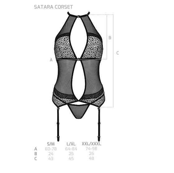 Корсет з пажами Passion SATARA CORSET S/M red, стрінги, мереживо, застібки спереду та ззаду Sex Aura Київ