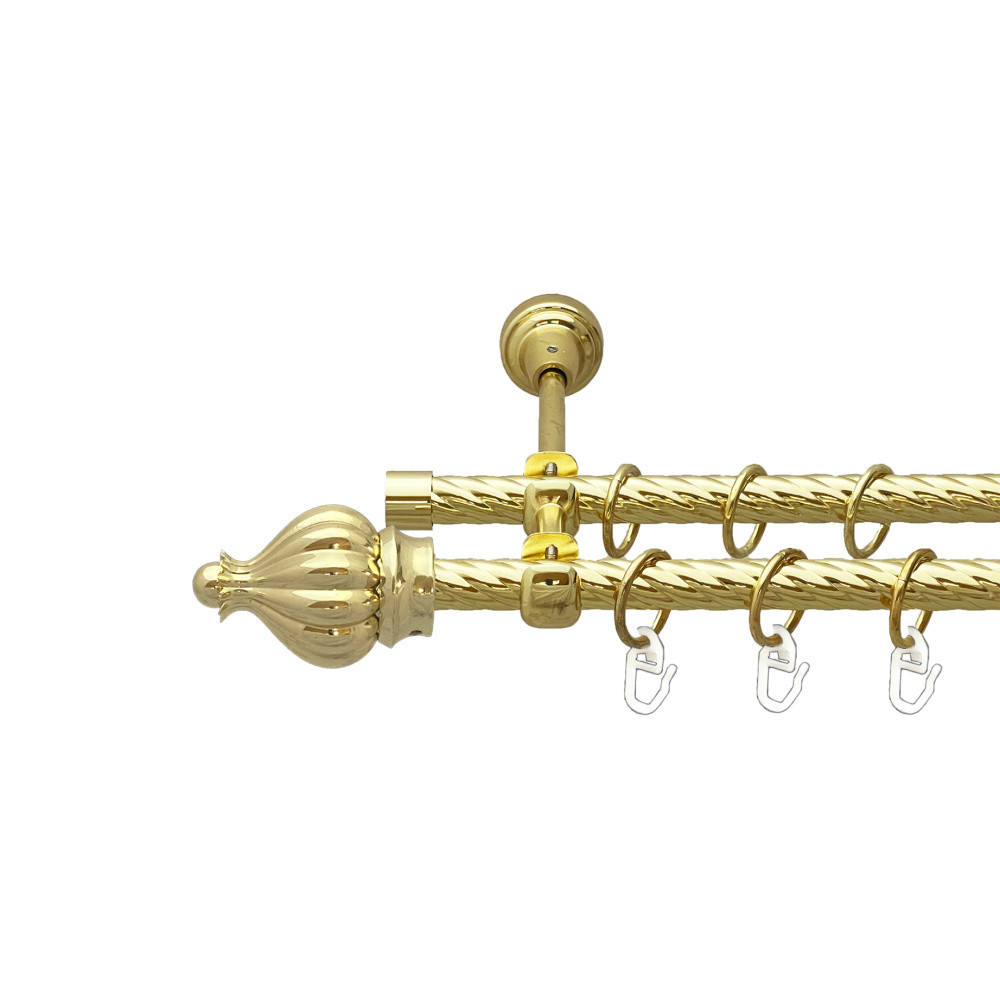 Карниз Orvit Таджа металевий дворядний відкритий скручена труба кільце металеве Золото 16\16 мм 160 см (00-00024984) Львів - фото 1