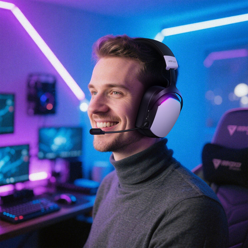Бездротові накладні навушники ACEFAST H11 gaming wireless headset White Одеса - фото 8