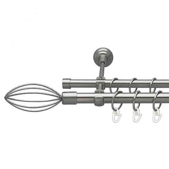 Карниз Orvit Мікс металевий дворядний відкритий гладка труба кільце металеве Нержавіюча Сталь 19\16 мм 160 см (00-00016026) Львів