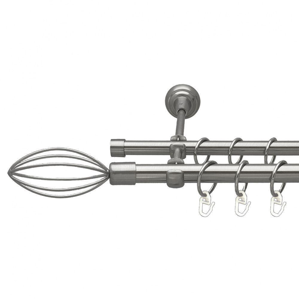 Карниз Orvit Мікс металевий дворядний відкритий гладка труба кільце металеве Нержавіюча Сталь 19\16 мм 160 см (00-00016026) Львів - фото 1