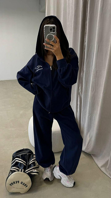 Жіночий прогулянковий костюм-двійка: кофта та штани з турецької двонитки Синій, 42/44 Одеса - фото 3