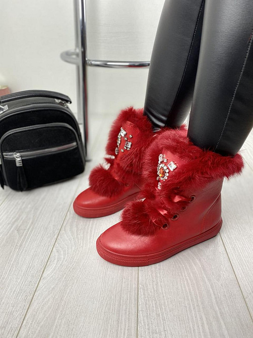 Violeta Черевики жіночі Violeta червоні еко-шкіра зима висота 15.5см розмір 36 (1135) Коломыя - изображение 1