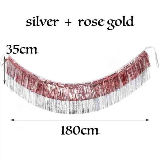 Гирлянда из дождика для фотозоны 180 на 35 см розовое золото с серебром Киев