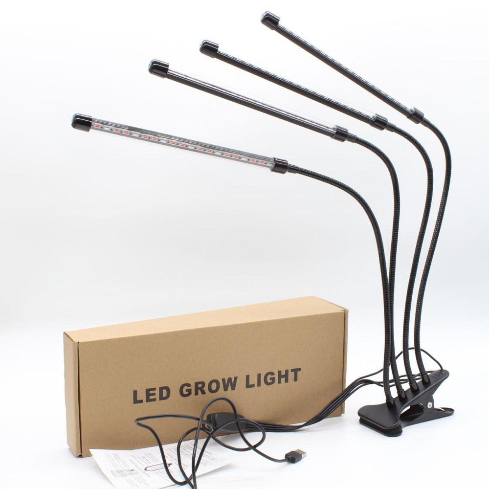 Светодиодная лампа для растений 40 Вт, 4 головки, от USB / Настольная светодиодная фитолампа Киев - изображение 10